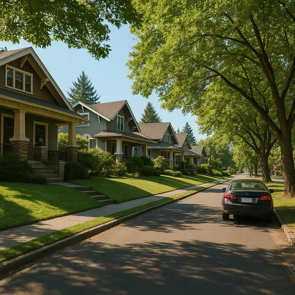 We buy houses in Spokane WA - residential neighborhood street in South Hill